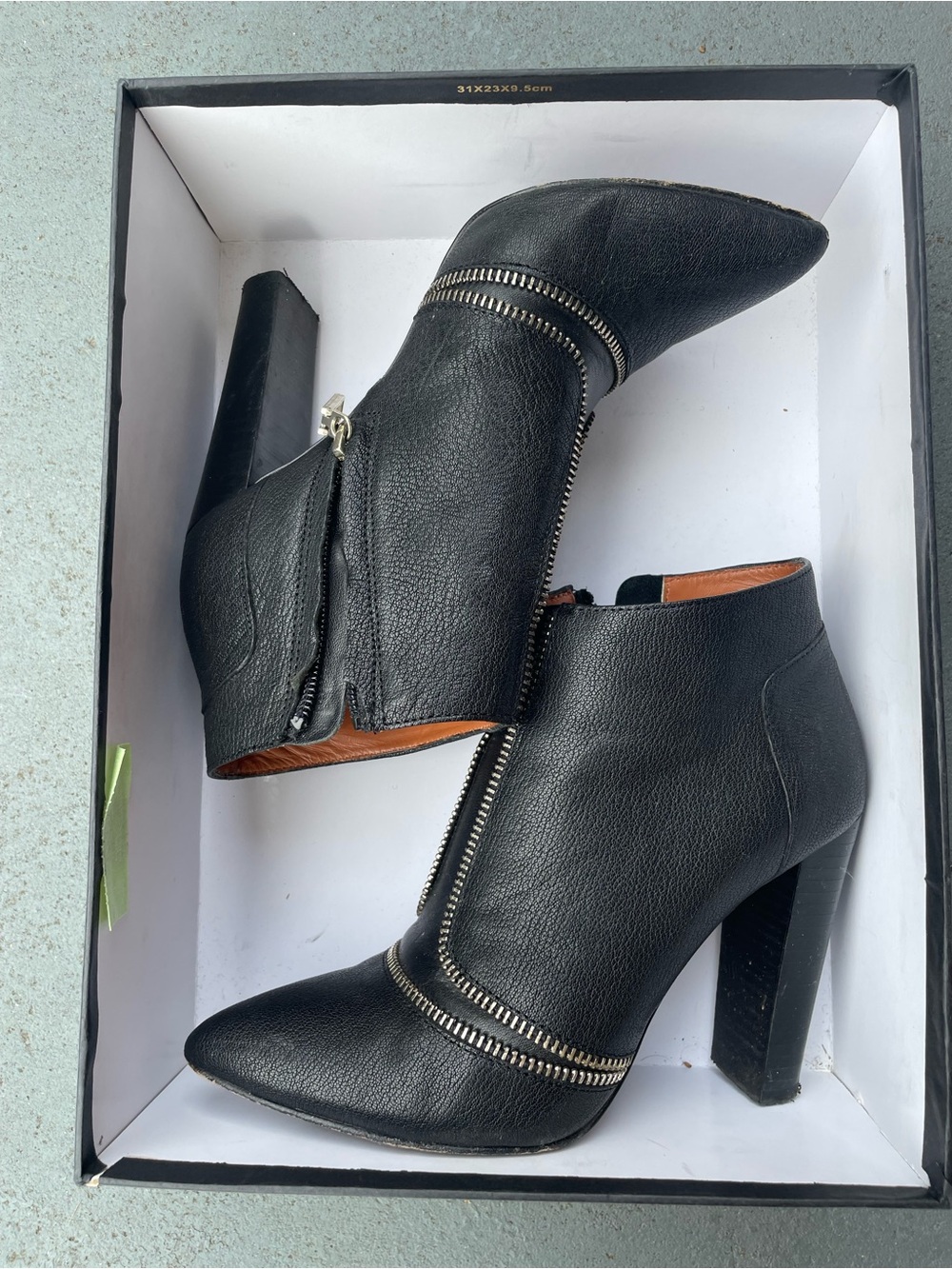 Rebecca Minkoff Black Leather Ankle Zipper Dalli Booties Size 6.5 Heeled Womens